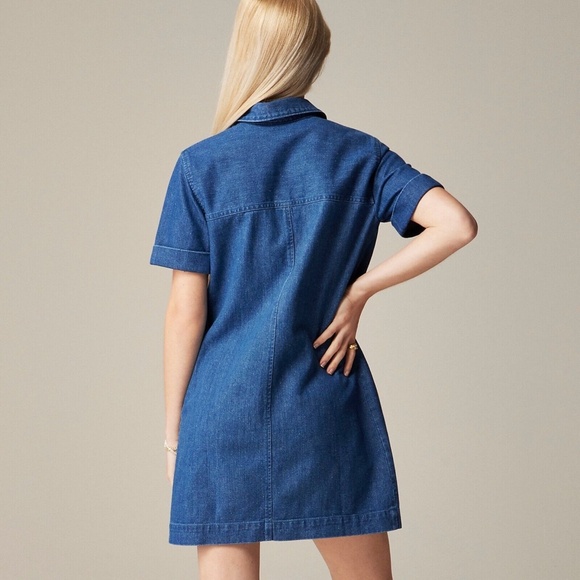 New JCREW Sz 2 Utility Pocket Dress in Denim in Dusk Blue Denim $168 CC924 - Picture 4 of 5